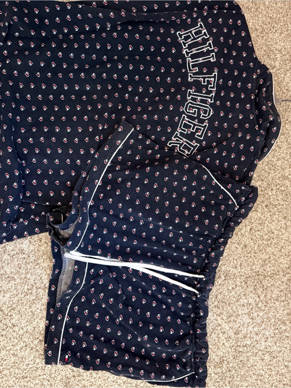 TOMMY HILFIGER Navy Heart-Print Women's Pajama Set - Picture 3 of 5